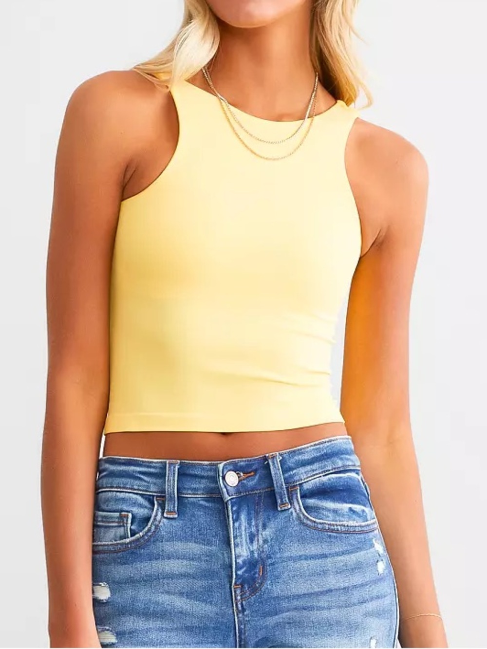 Intimately Free People Sleeveless Yellow Cropped Tank Top